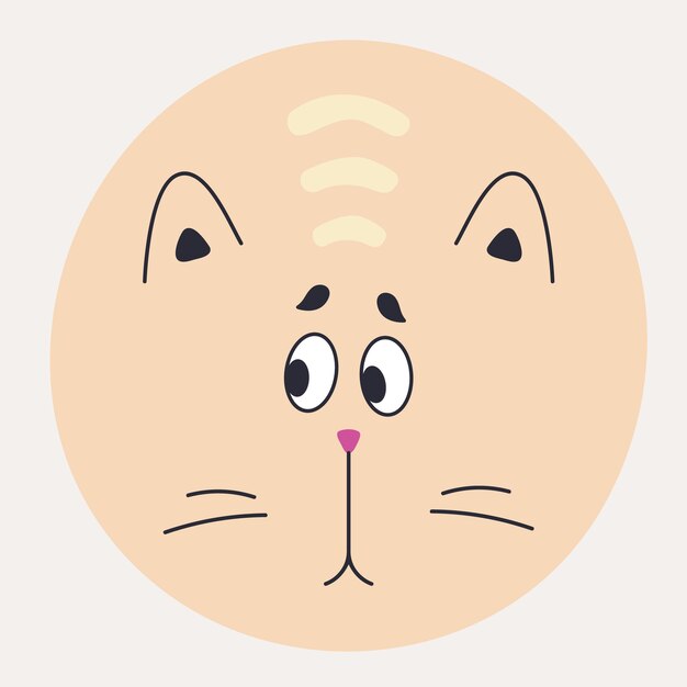 Vetor desenho de mascote de personagem abstrato de rosto de gato engraçado rosto engraçado bonito iconx9