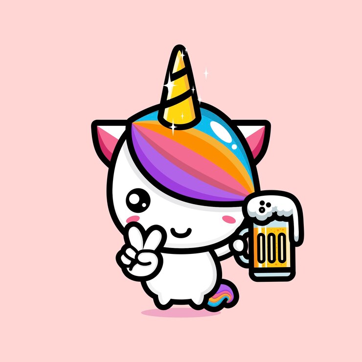 Vetor desenho de mascote de unicórnio fofo