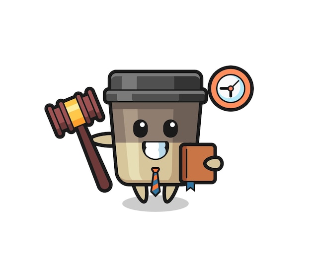 Desenho de mascote de xícara de café como juiz