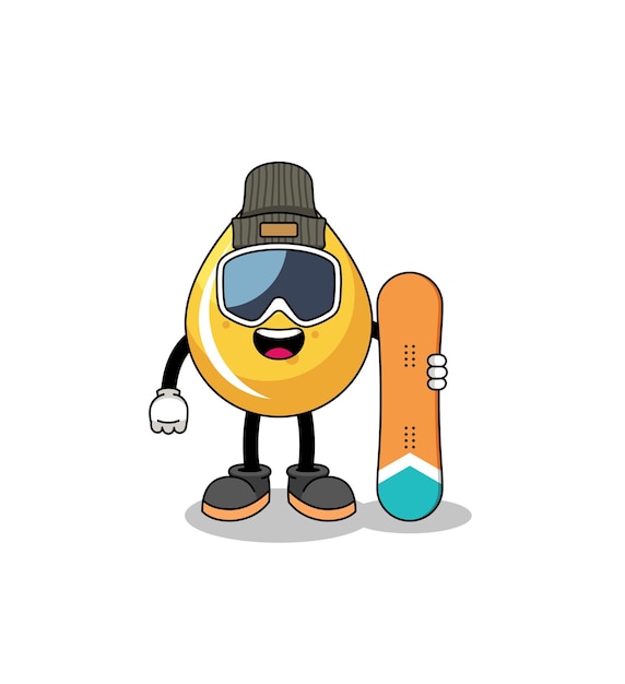 Desenho de mascote do jogador de snowboard de queda de mel