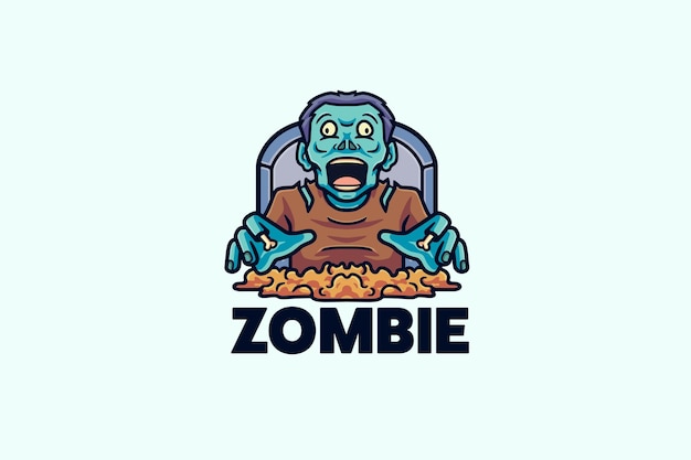 Vetor desenho de mascote do logotipo zombie ilustração vetorial de personagens de desenhos animados