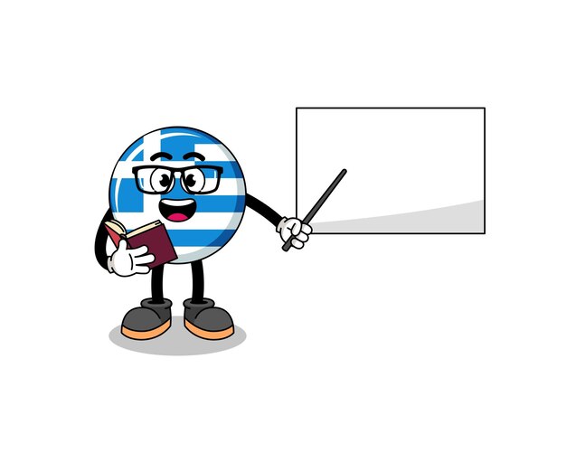 Desenho de mascote do professor de bandeira da grécia