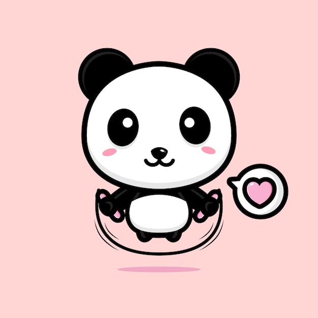 Vetor desenho de mascote panda fofo