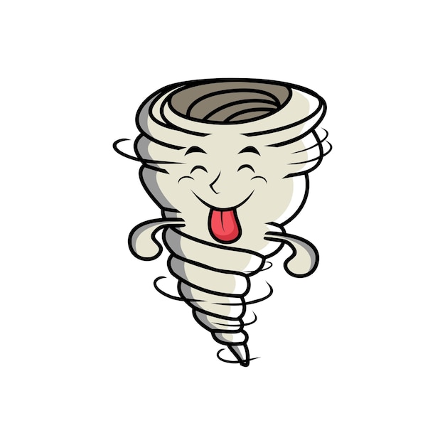Desenho de mascote tornado com expressão chamativa em estilo bonito para elemento de logotipo de adesivo de camiseta