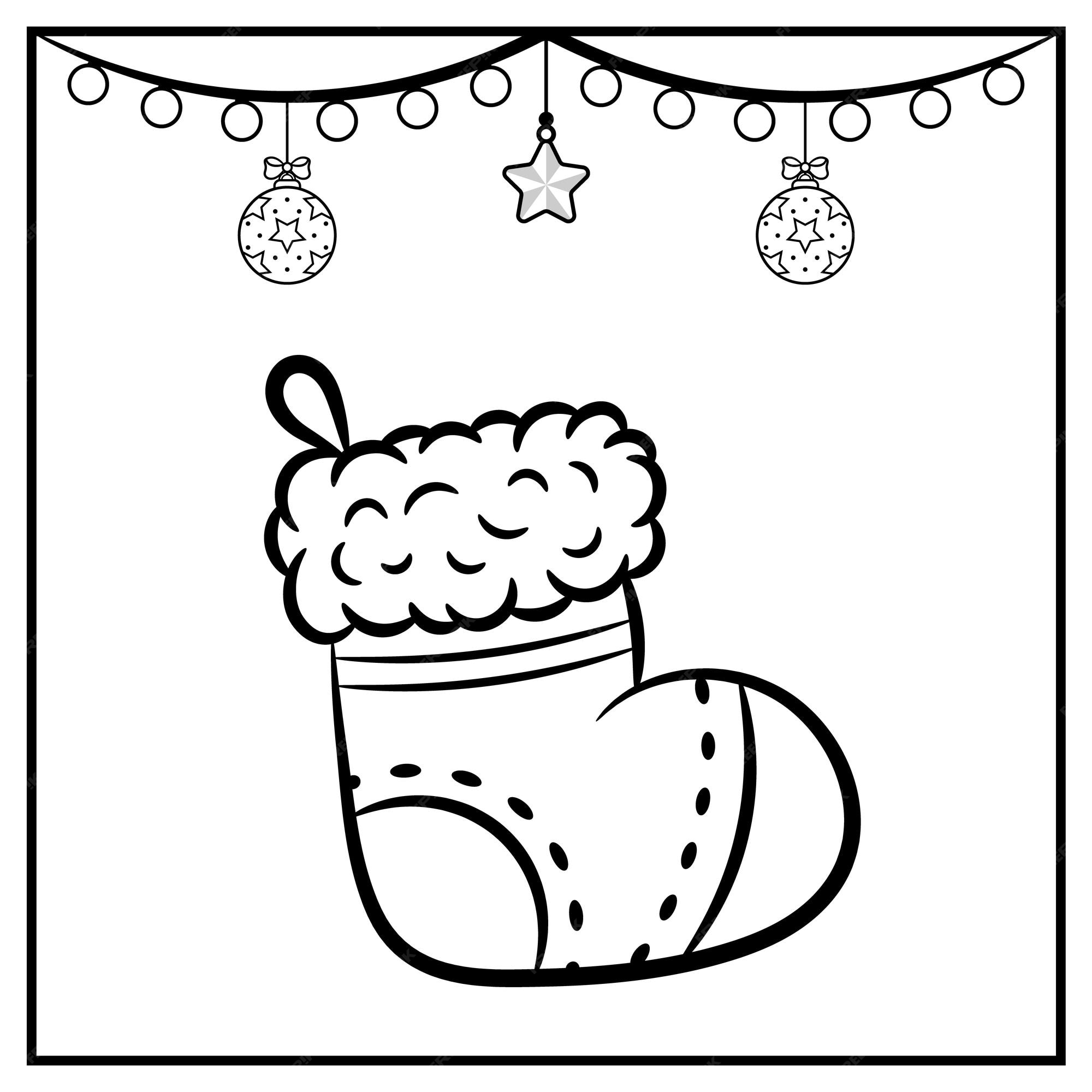 Desenhos para colorir de desenho de meias de natal e presentes para colorir  online 