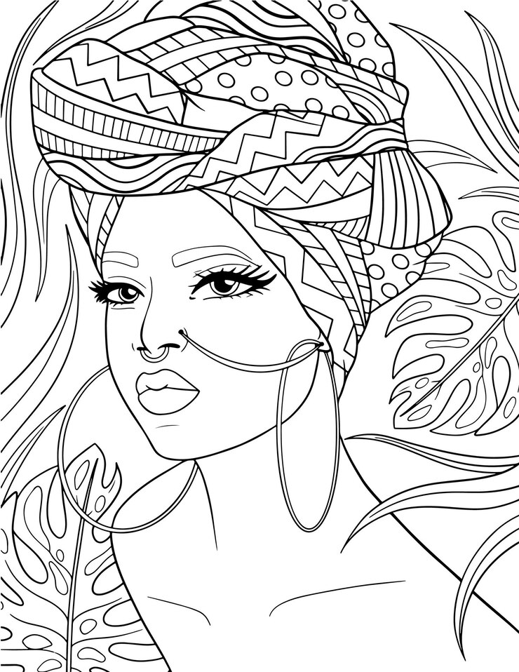 Vetor desenho de menina bonita desenhada à mão para colorir