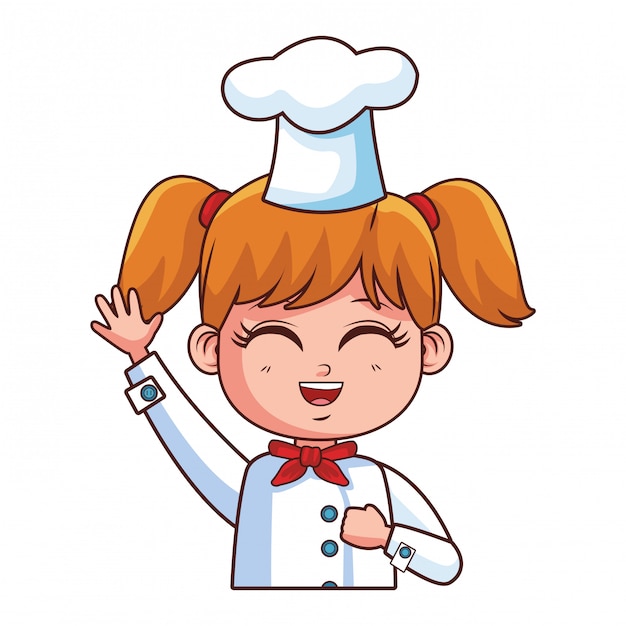 Vetor desenho de menina cute chef