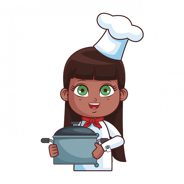 Vetor desenho de menina do chef