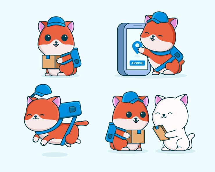 desenho de mensageiro de gato fofo