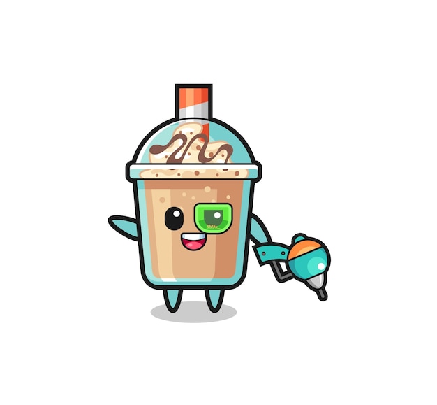 Desenho de milkshake como design bonito de mascote guerreiro futuro