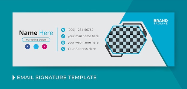 Vetor desenho de modelo de assinatura de e-mail corporativo com dados pessoais