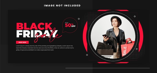 Vetor desenho de modelo de banner de capa de mídia social da black friday sale