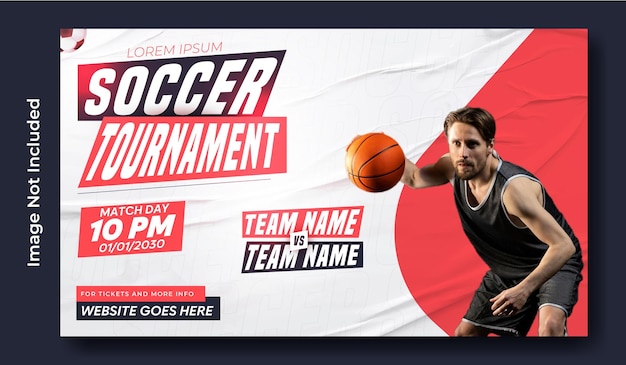 Desenho de modelo de banner promocional de torneio de futebol