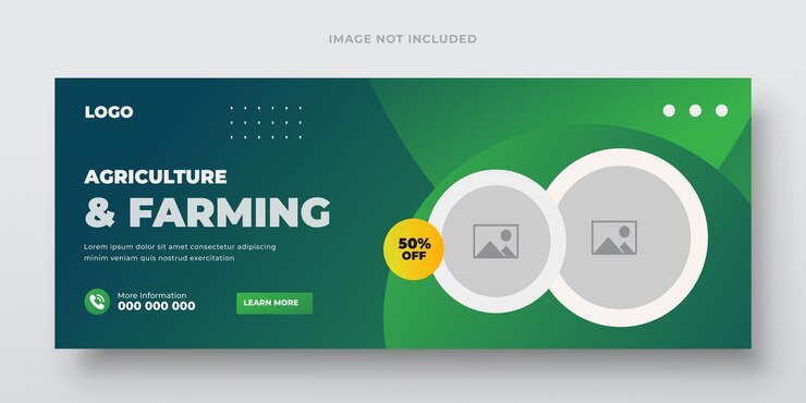 Vetor desenho de modelo de banner web de serviços agrícolas e agrícolas ou de jardinagem de gramado em mídias sociais