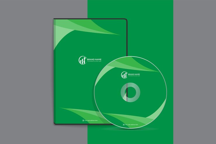 Vetor desenho de modelo de caixa de dvd e rótulo de disco