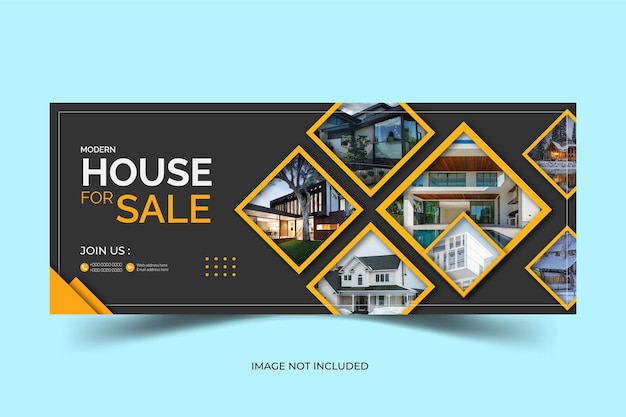 Desenho de modelo de capa e banner da Fb para venda de casas modernas