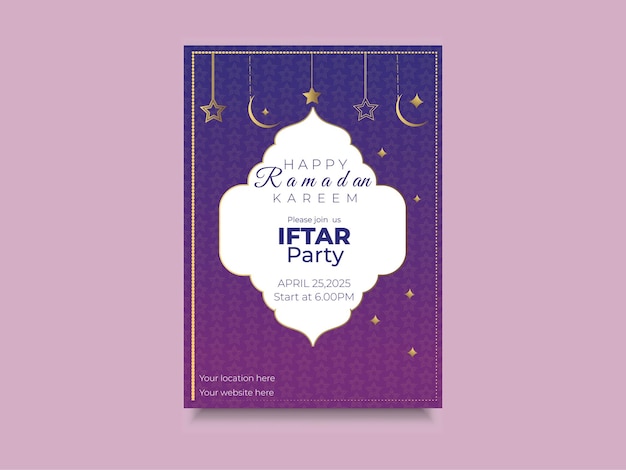 Desenho de modelo de cartaz do Iftar do Ramadão em gradiente