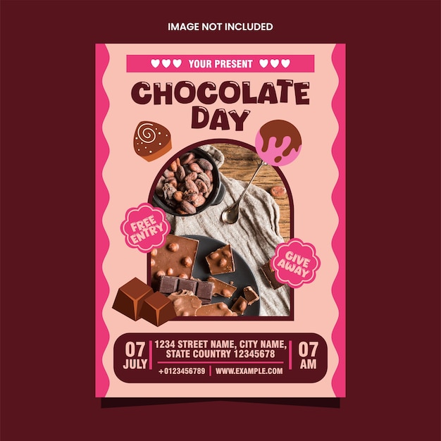 Desenho de modelo de folheto ou cartaz para o Dia Mundial do Chocolate