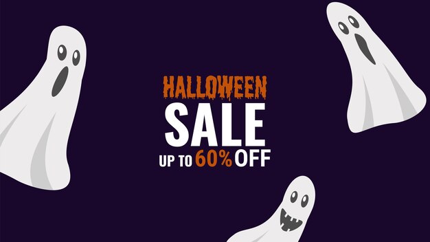 Desenho de modelo de oferta de banner promocional de venda de Halloween