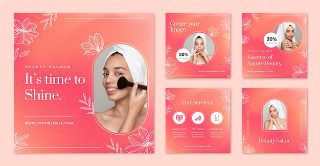 Desenho de modelo de salão de beleza gradiente.