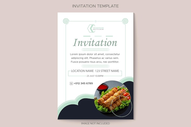 Vetor desenho de modelos de convites para refeições saudáveis e restaurantes