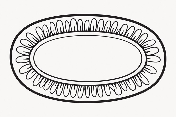Vetor desenho de moldura decorativa oval ornamentada