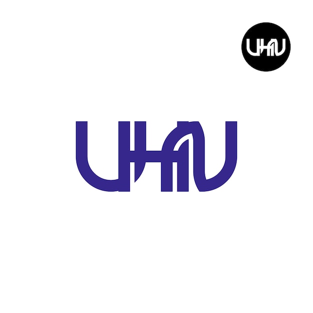 Vetor desenho de monograma de letras do logotipo uhn