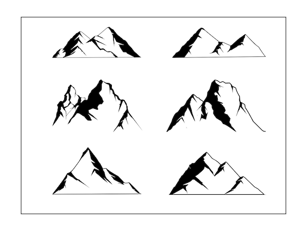 Desenho de montanha preto e branco