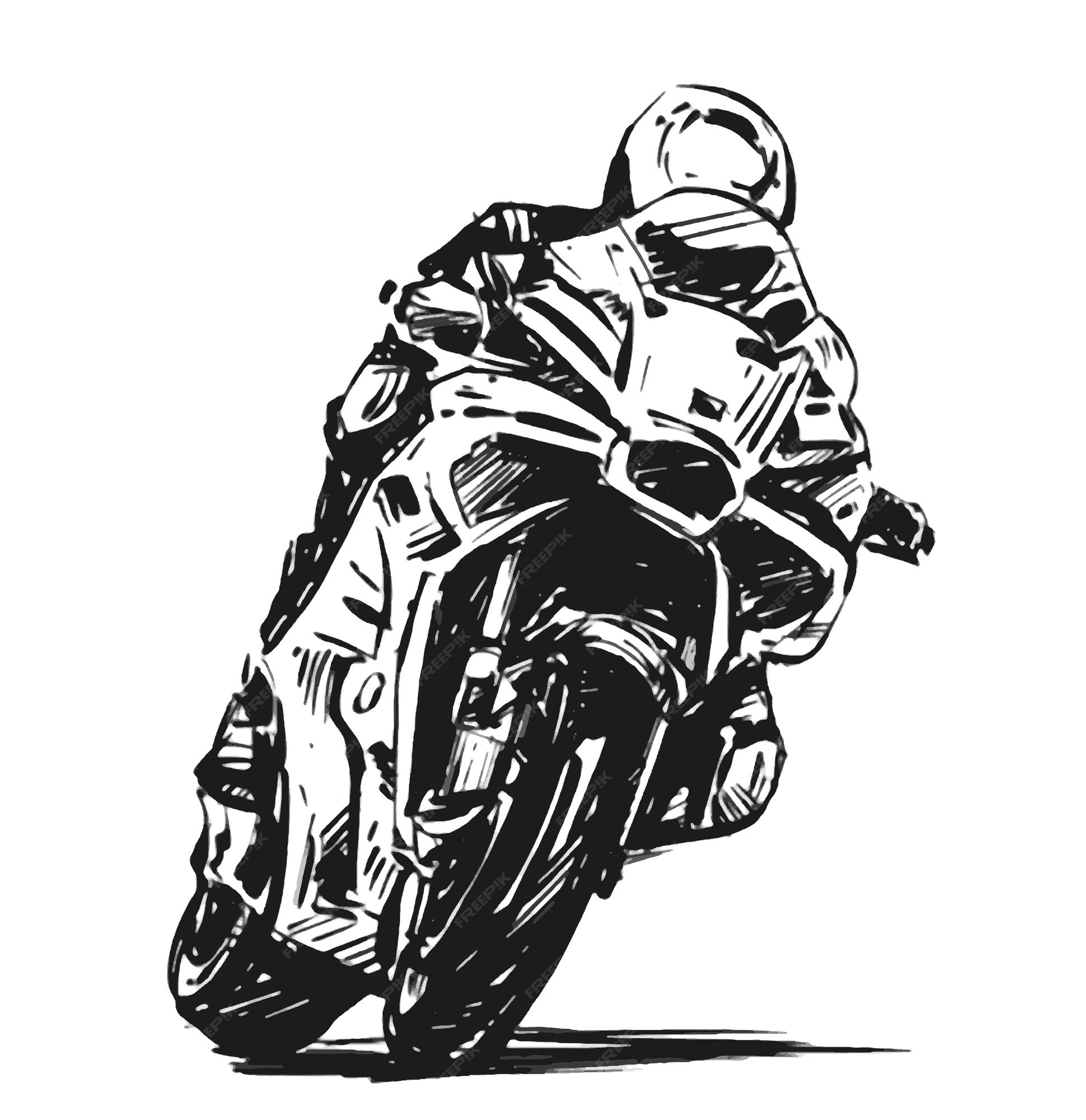 Desenho da competição de moto, Vetor Premium