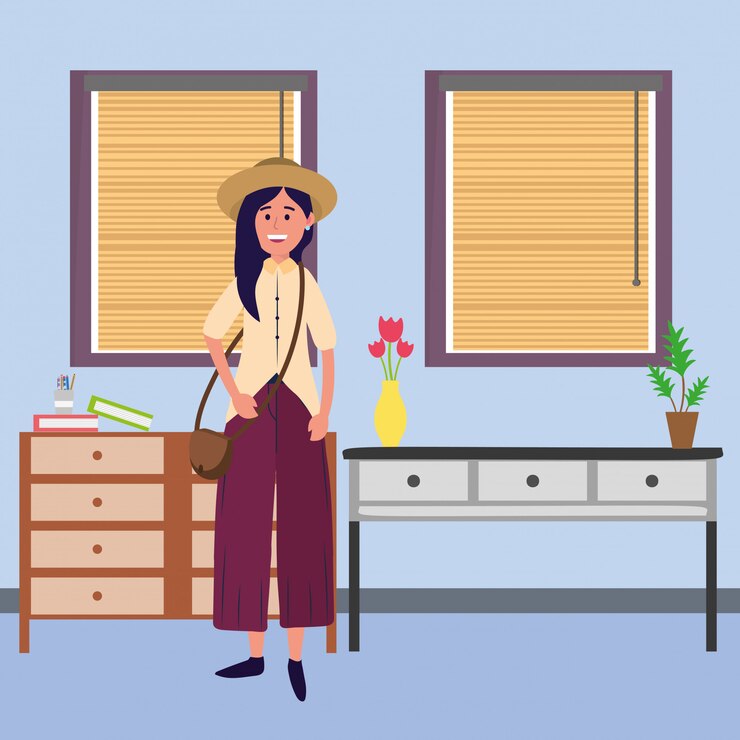 Vetor desenho de mulher jovem feliz