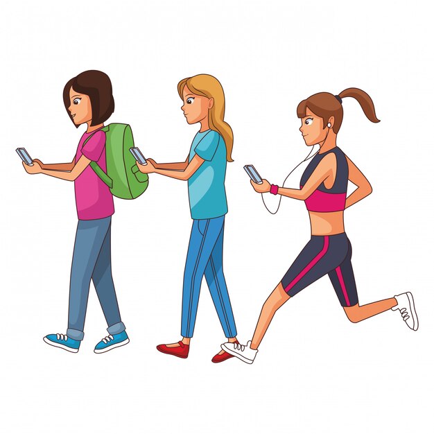 Desenho de mulheres jovens