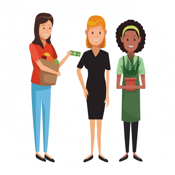 Vetor desenho de mulheres jovens