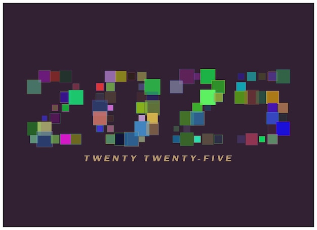 Desenho de número 2025 com preenchimento de cor aleatória 2025 modelo de design de feliz ano novo vinte e vinte e cinco