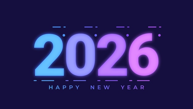 Desenho de números brilhantes futuristas para o Ano Novo 2026