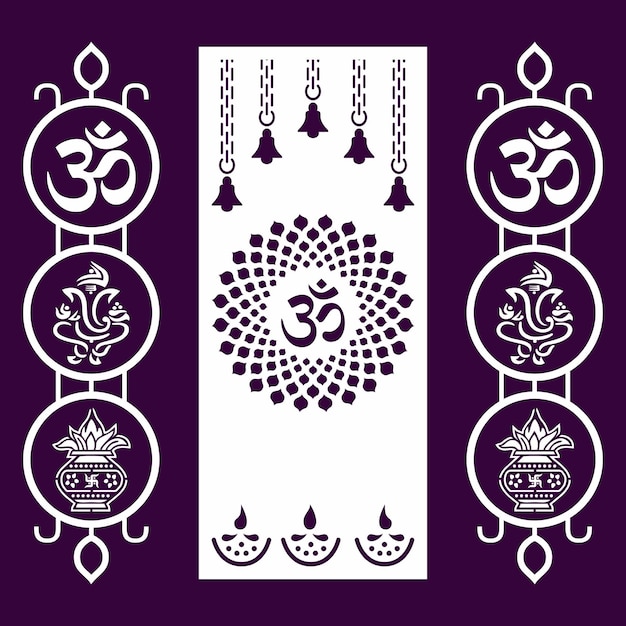 Desenho de Om Jali Om cnc cut jali corian jali para porta do templo Mandir janela etc.