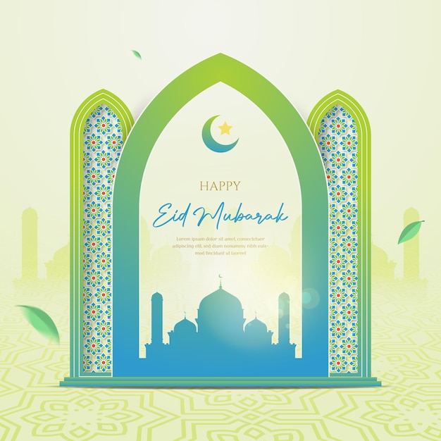 Desenho de padrão de banner de mídia social de feliz eid mubarak