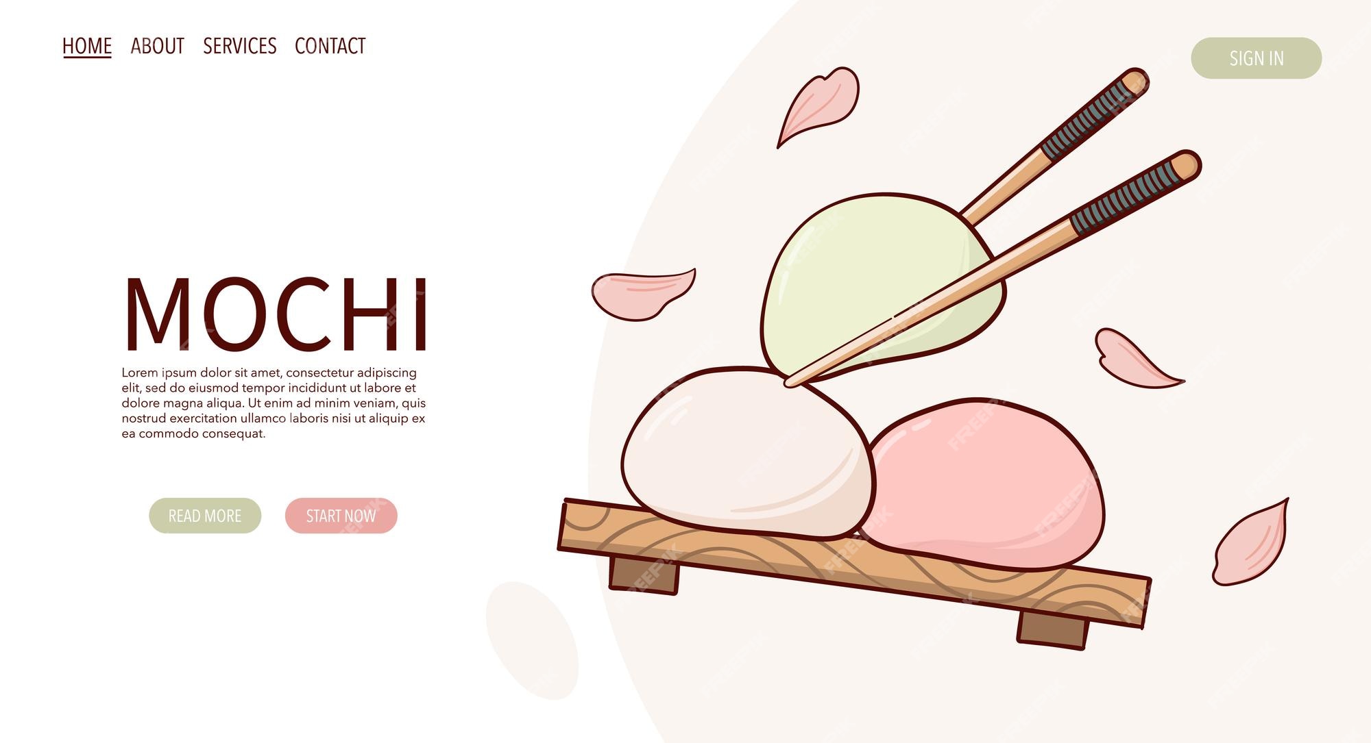 Desenho Do Vetor Mochi Daifuku Doce Tradição Kawaii Japan