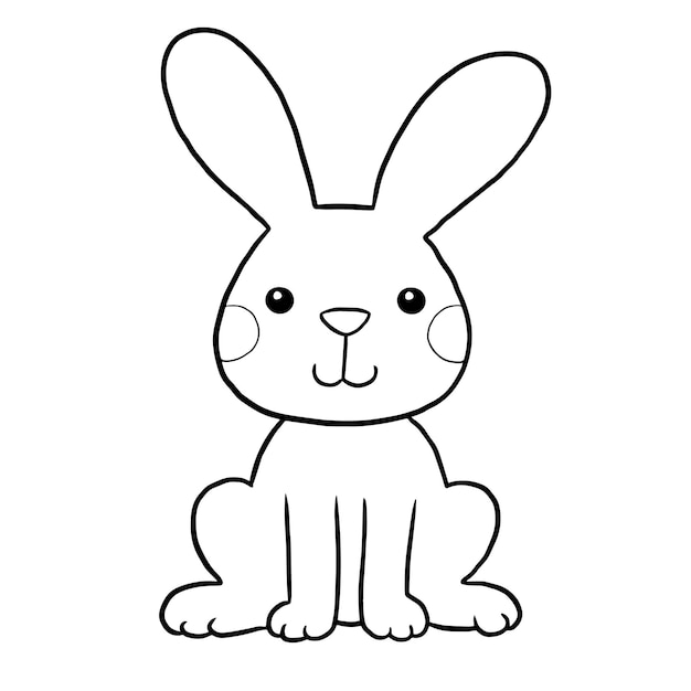 Vetor desenho de página de coloração de desenho de coelho animal de desenho animado fofo kawaii doodle