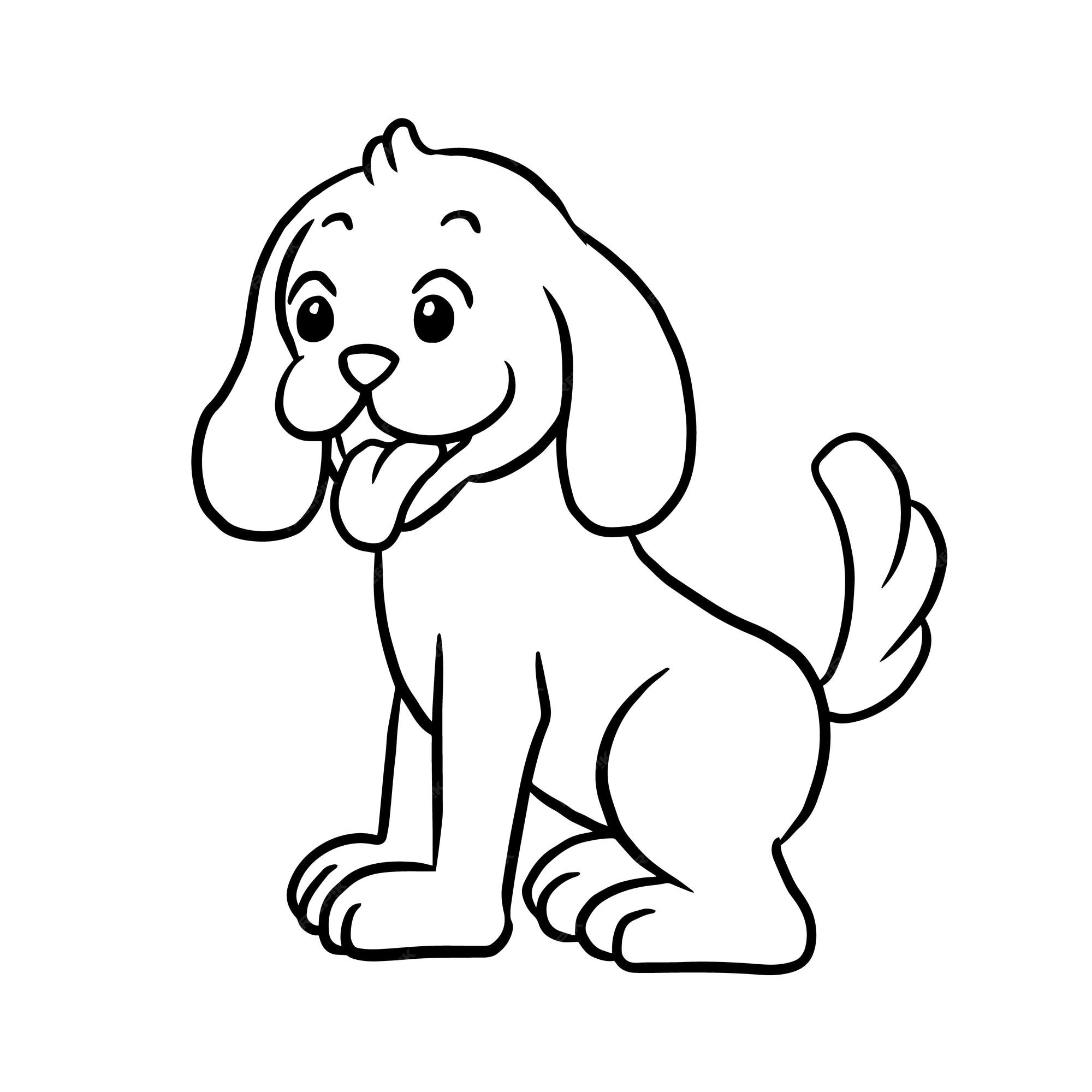 Cão desenho animado animal fofo kawaii doodle doodle página para colorir desenho  desenho