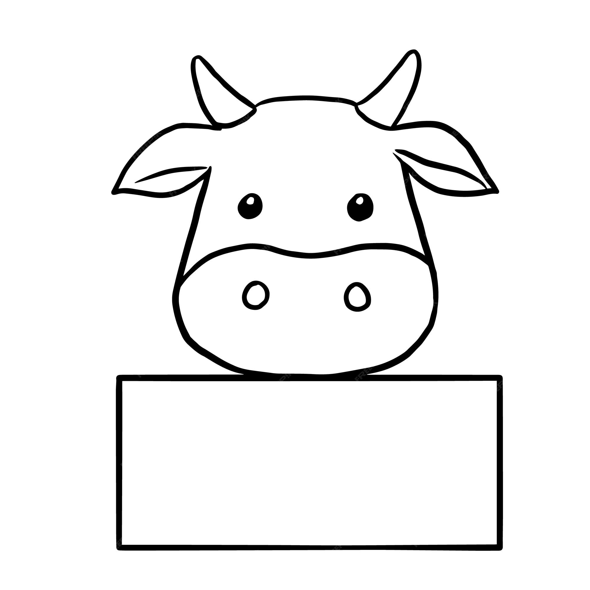 Desenho de página para colorir de desenho de desenho de página para colorir  de animal de desenho animado de vaca fofo kawaii doodle