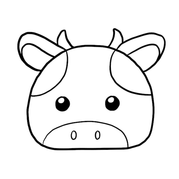 Desenho de página para colorir de desenho de desenho de página para colorir  de animal de desenho animado de vaca fofo kawaii doodle