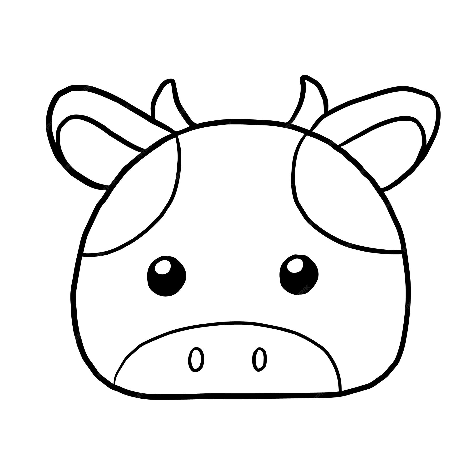 Desenho de página para colorir de desenho de desenho de página para colorir  de animal de desenho animado de vaca fofo kawaii doodle