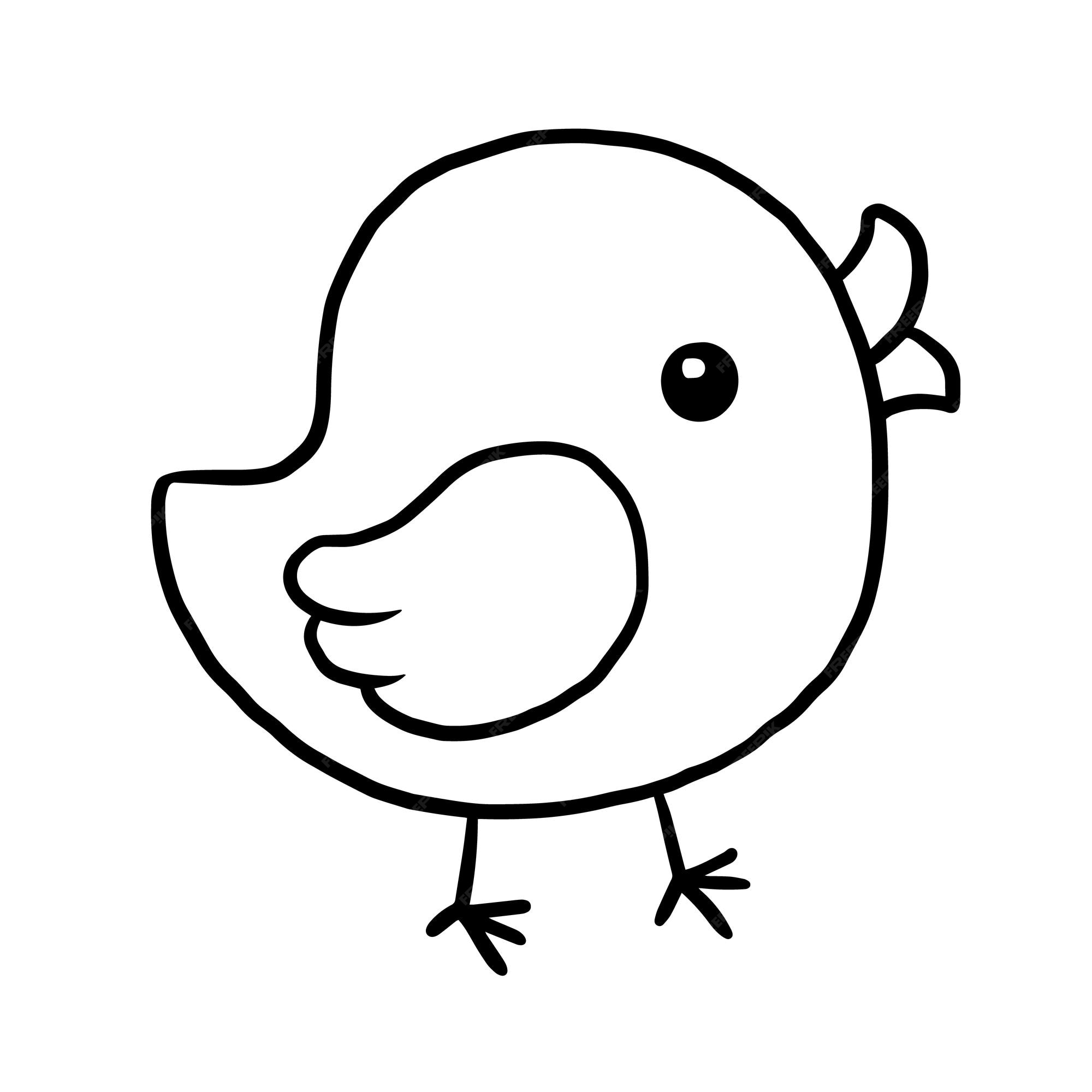 Desenho de página para colorir de doodle kawaii bonito animal de desenho de  frango