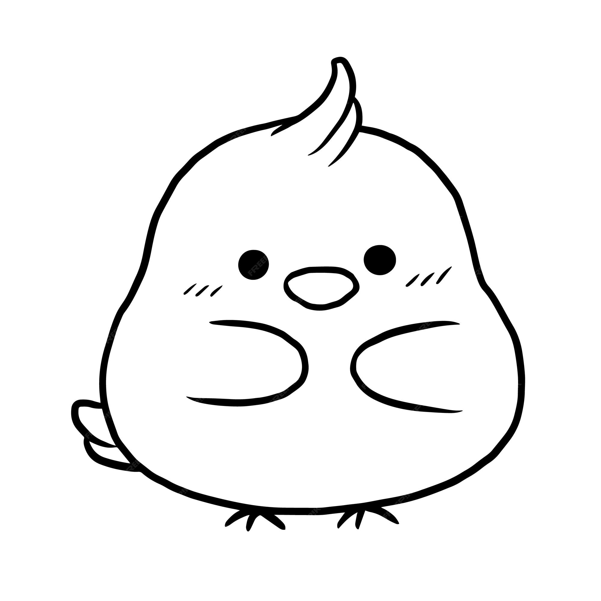 Desenho de página para colorir de doodle kawaii bonito animal de desenho de  frango