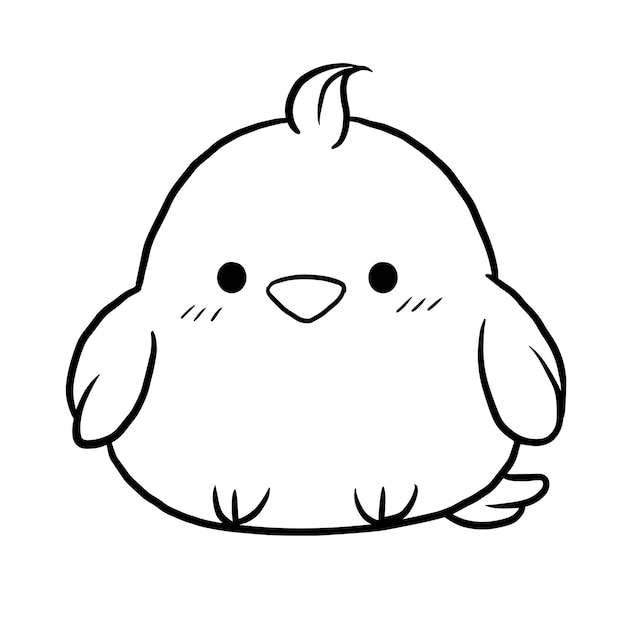 Desenho de página para colorir de doodle kawaii bonito animal de desenho de  frango