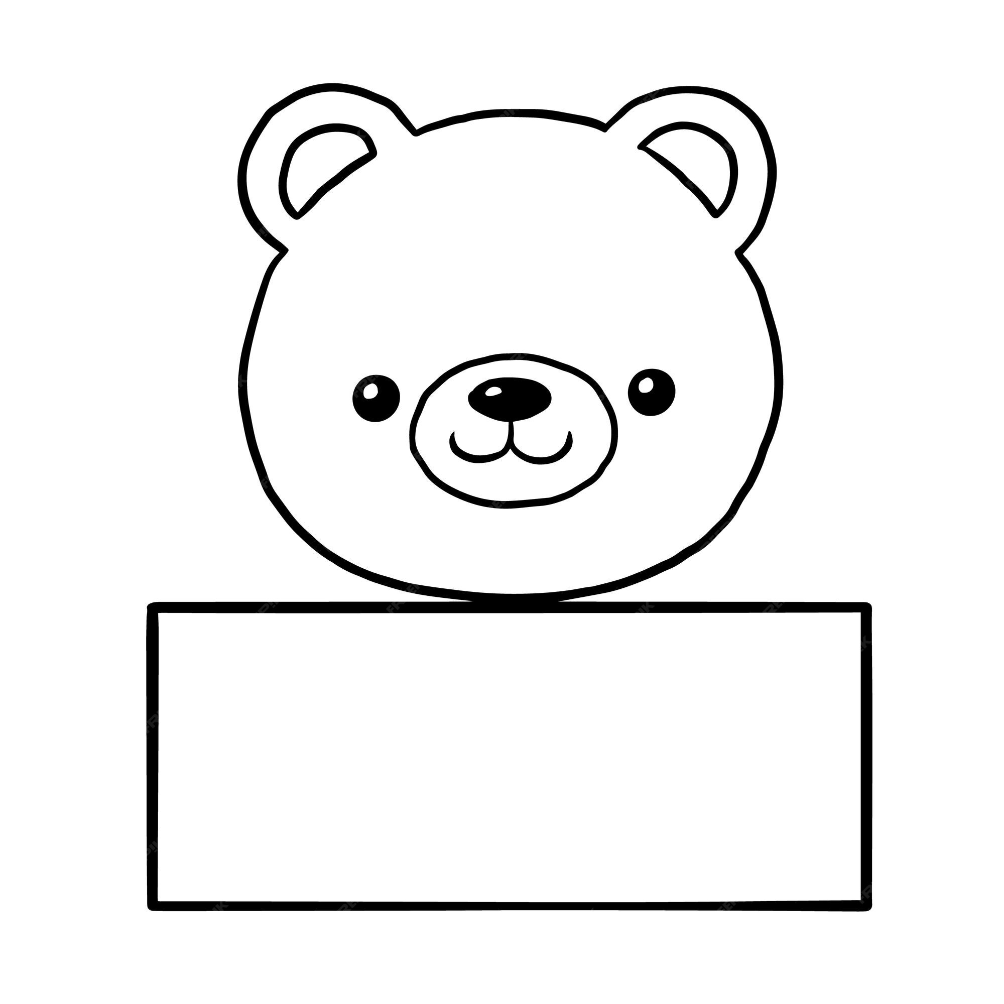 Desenho de página para colorir de doodle kawaii bonito animal de desenho de  urso