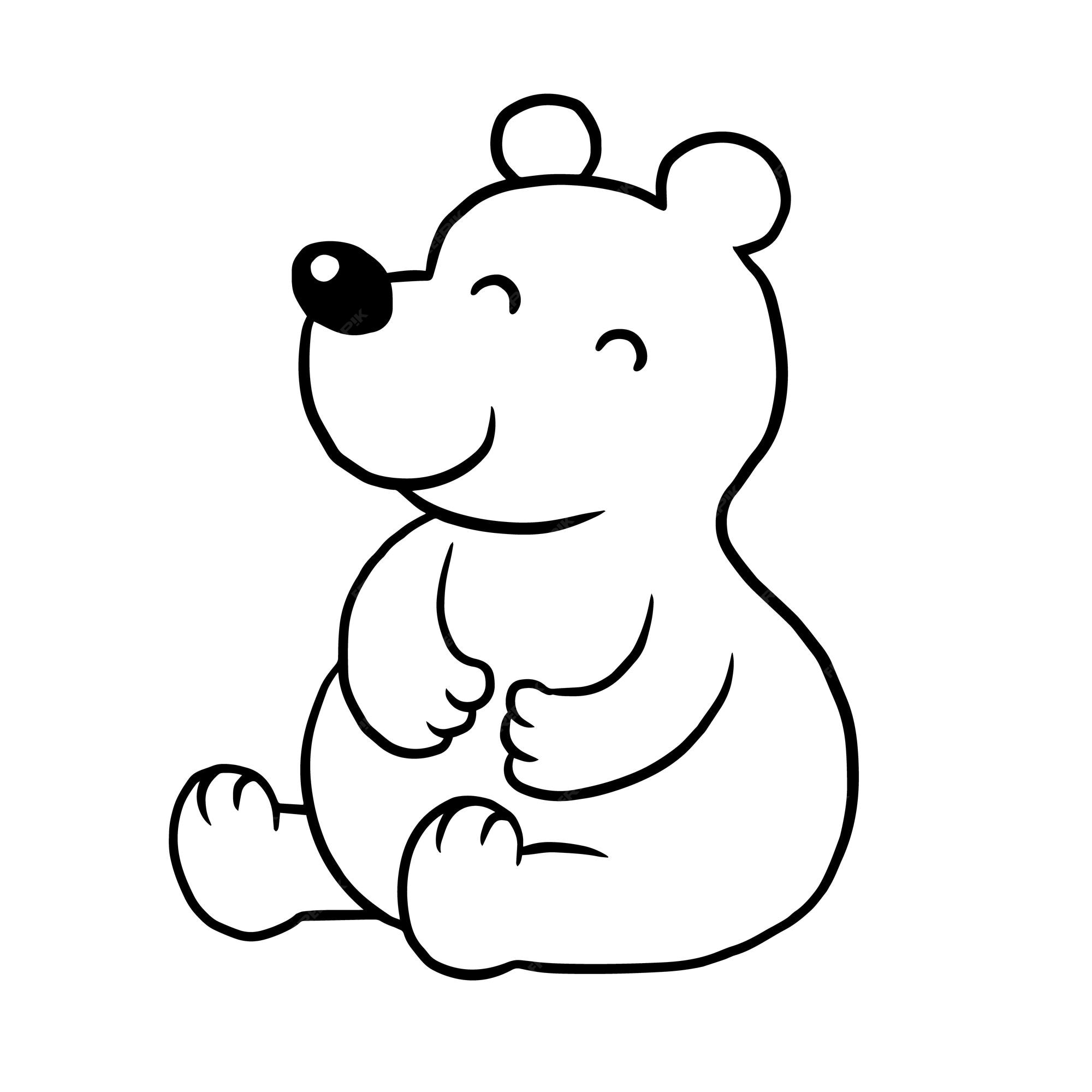 Desenho de página para colorir de doodle kawaii bonito animal de desenho de  urso