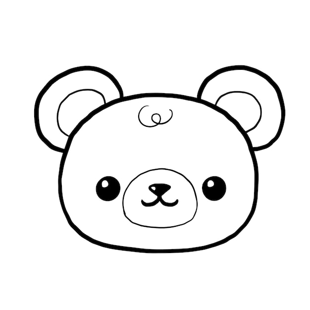 Desenho de página para colorir de doodle kawaii bonito animal de desenho de  urso