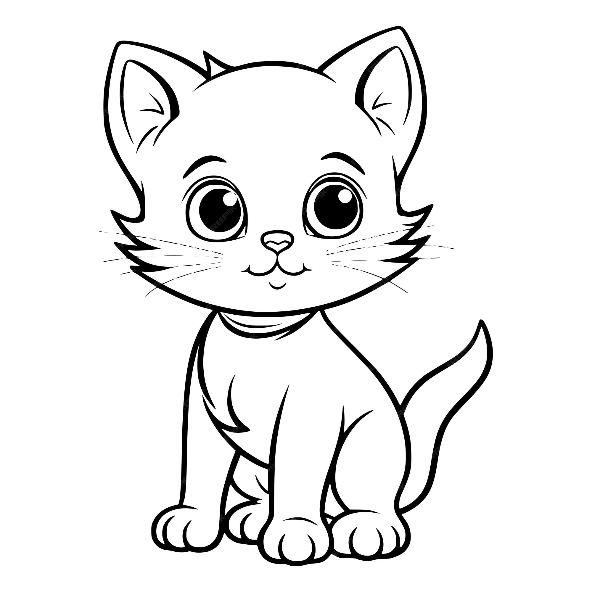 Desenho De Páginas Para Colorir Gatos Fofos Crianças Esboço Vetor PNG ,  Desenho De Gato, Desenho De Asa, Desenho De Anel Imagem PNG e Vetor Para  Download Gratuito