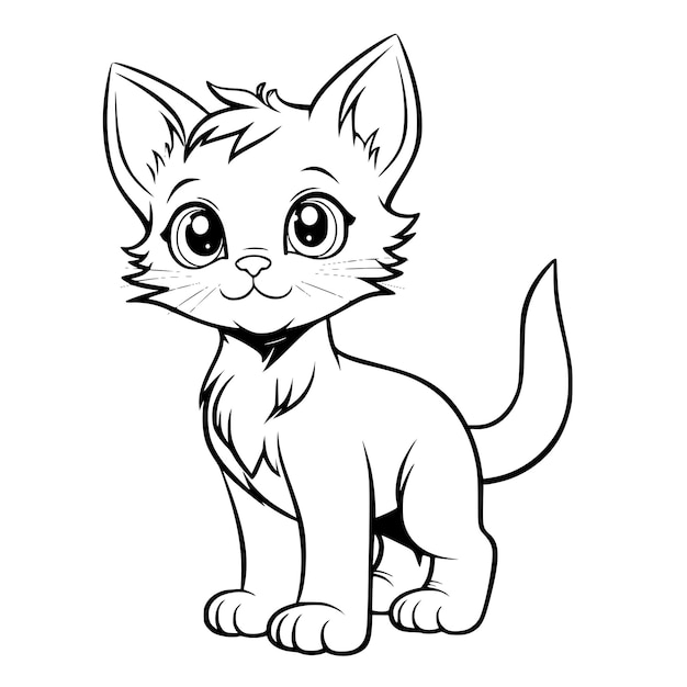 Desenho De Páginas Para Colorir Gatos Fofos Crianças Esboço Vetor PNG ,  Desenho De Gato, Desenho De Asa, Desenho De Anel Imagem PNG e Vetor Para  Download Gratuito